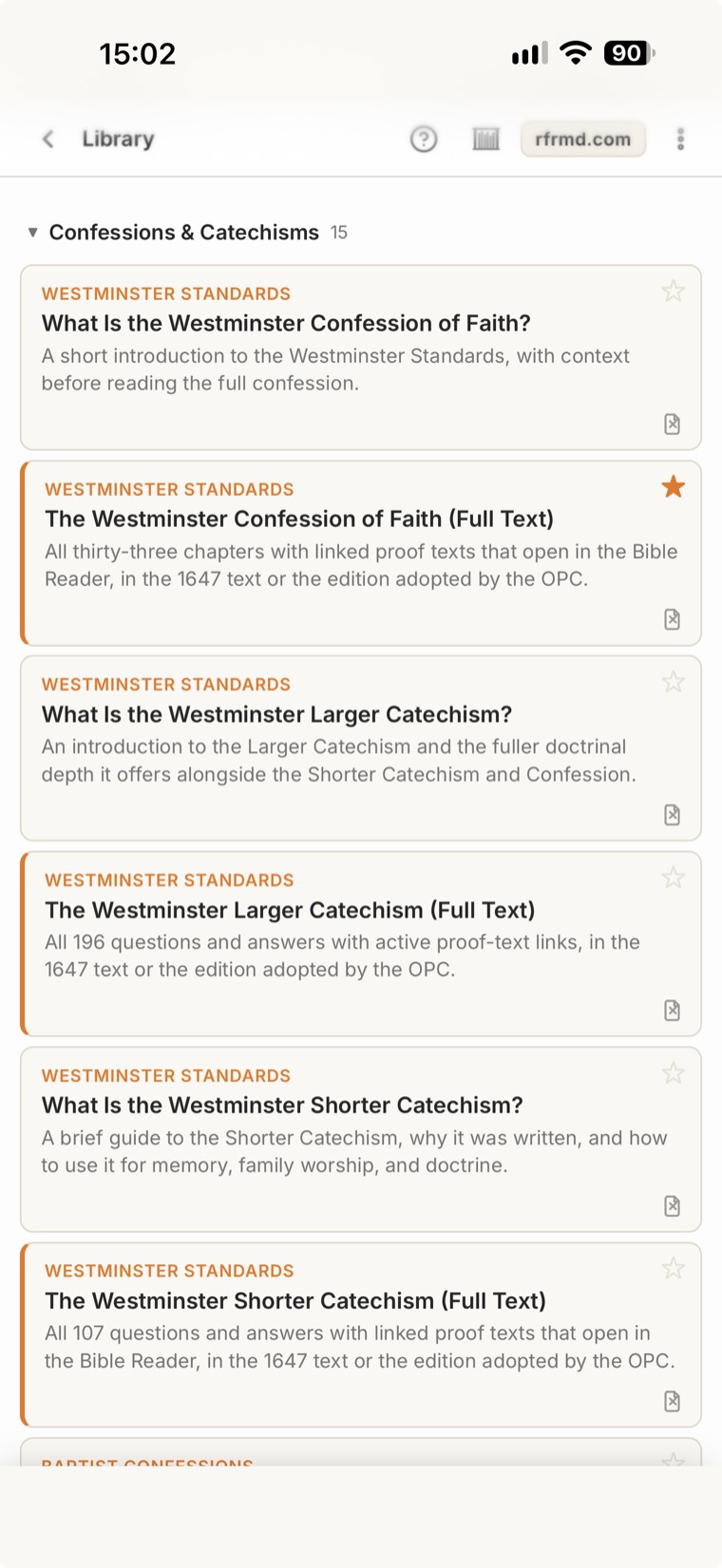 rfrmd.com: a library of confessions and catechisms